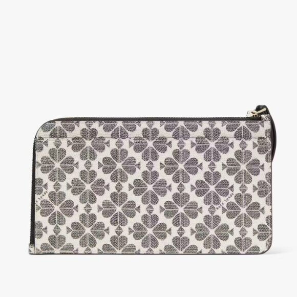 NEW Kate Spade Lucy Spade Flower Medium L-Zip Wristlet in Black Multi​